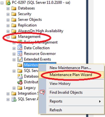 Maintenance Plan Wizard